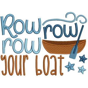 Row Row Your Boat Children Rhymes Filled Machine Embroidery Design Digitized Pattern